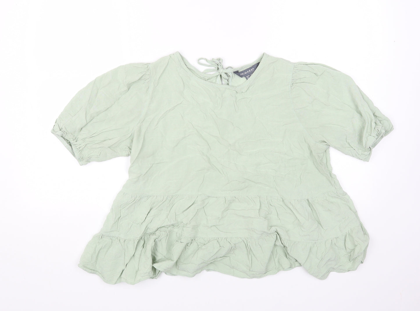 Primark Womens Green Viscose Basic T-Shirt Size 16 Round Neck