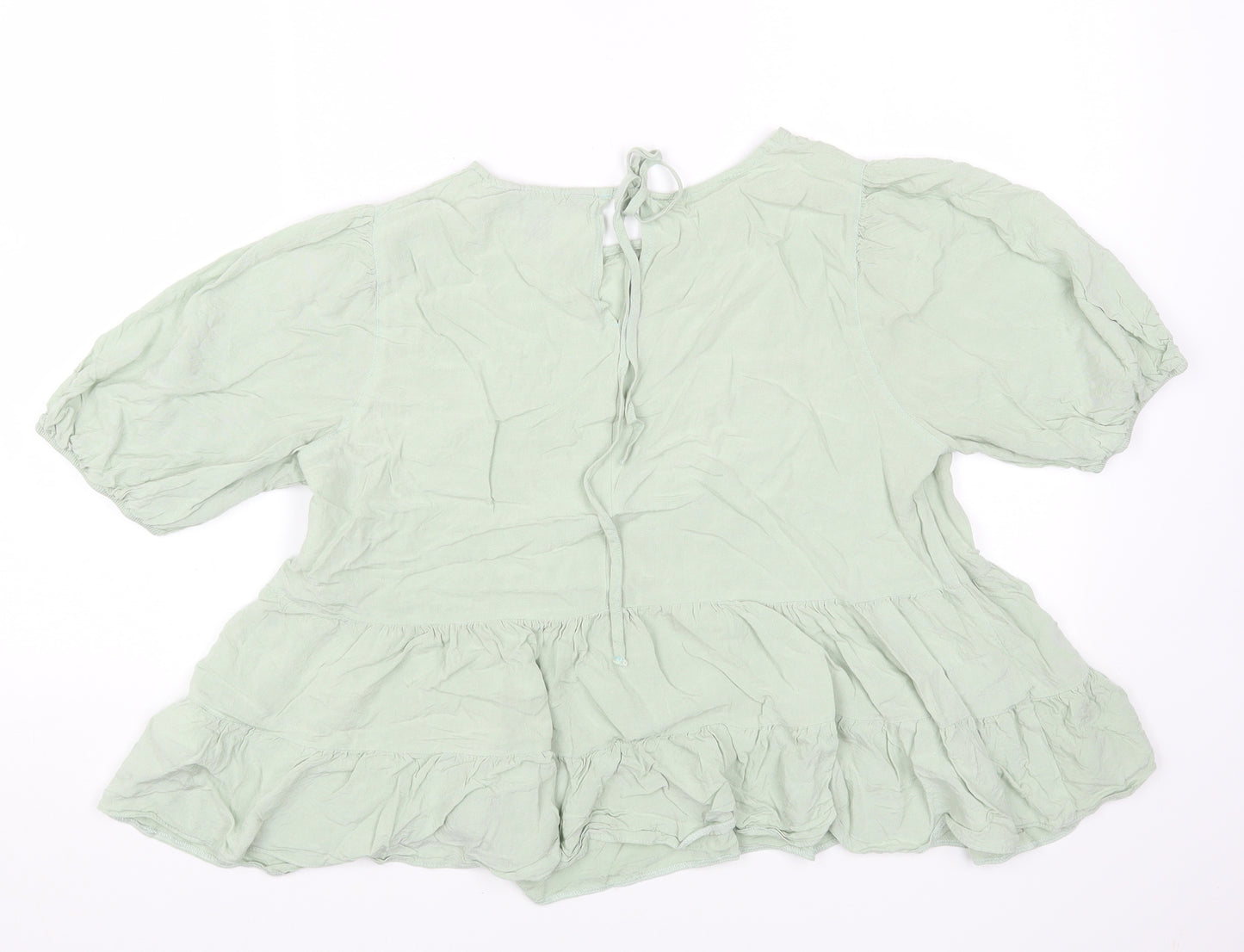 Primark Womens Green Viscose Basic T-Shirt Size 16 Round Neck