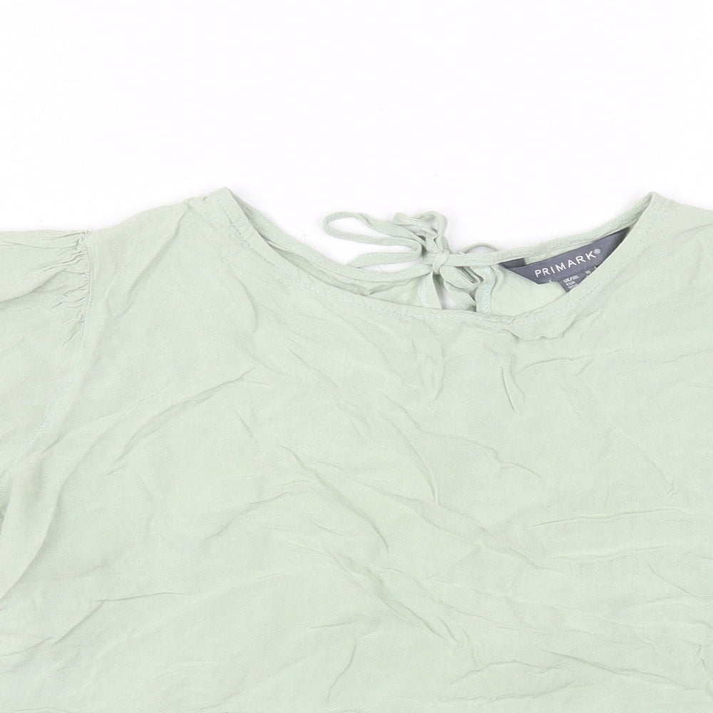 Primark Womens Green Viscose Basic T-Shirt Size 16 Round Neck