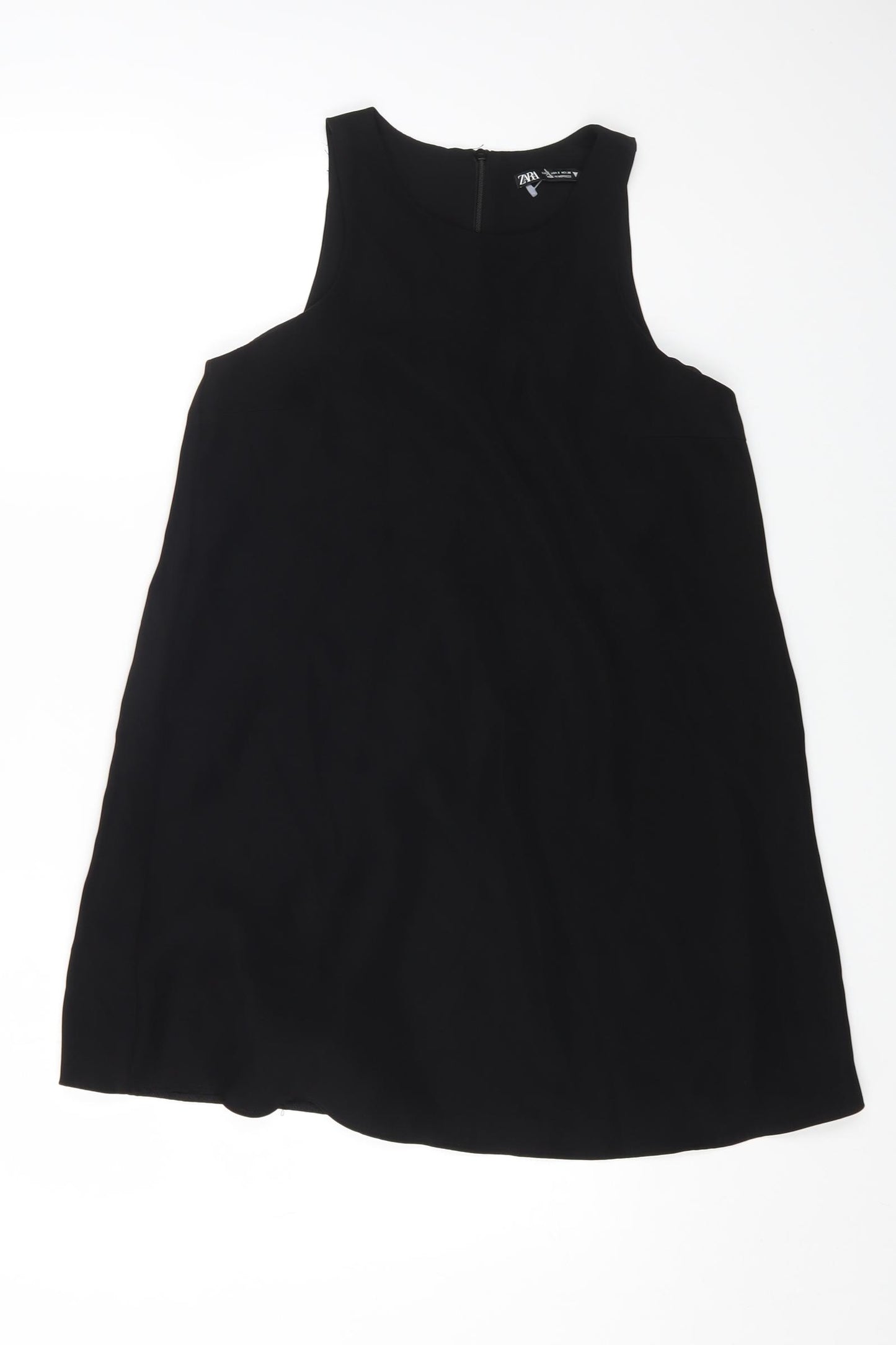 Zara Womens Black Polyester Playsuit One-Piece Size S Zip