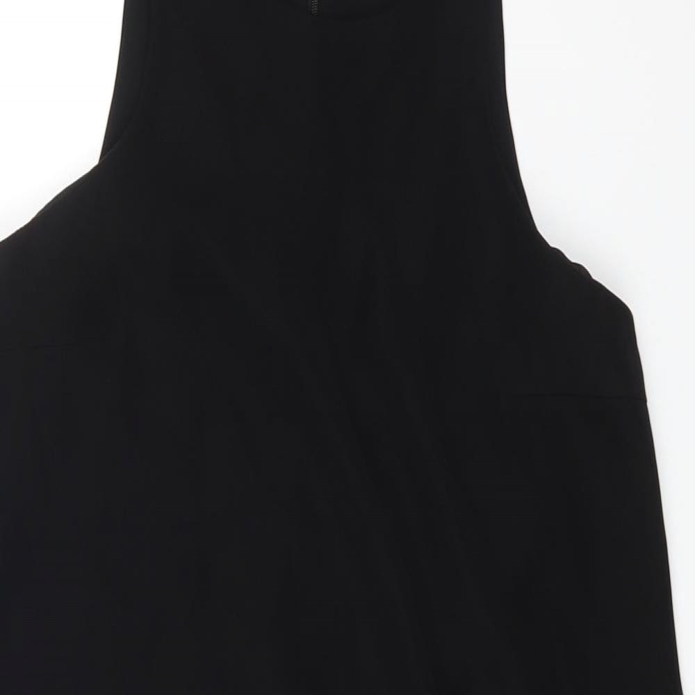 Zara Womens Black Polyester Playsuit One-Piece Size S Zip