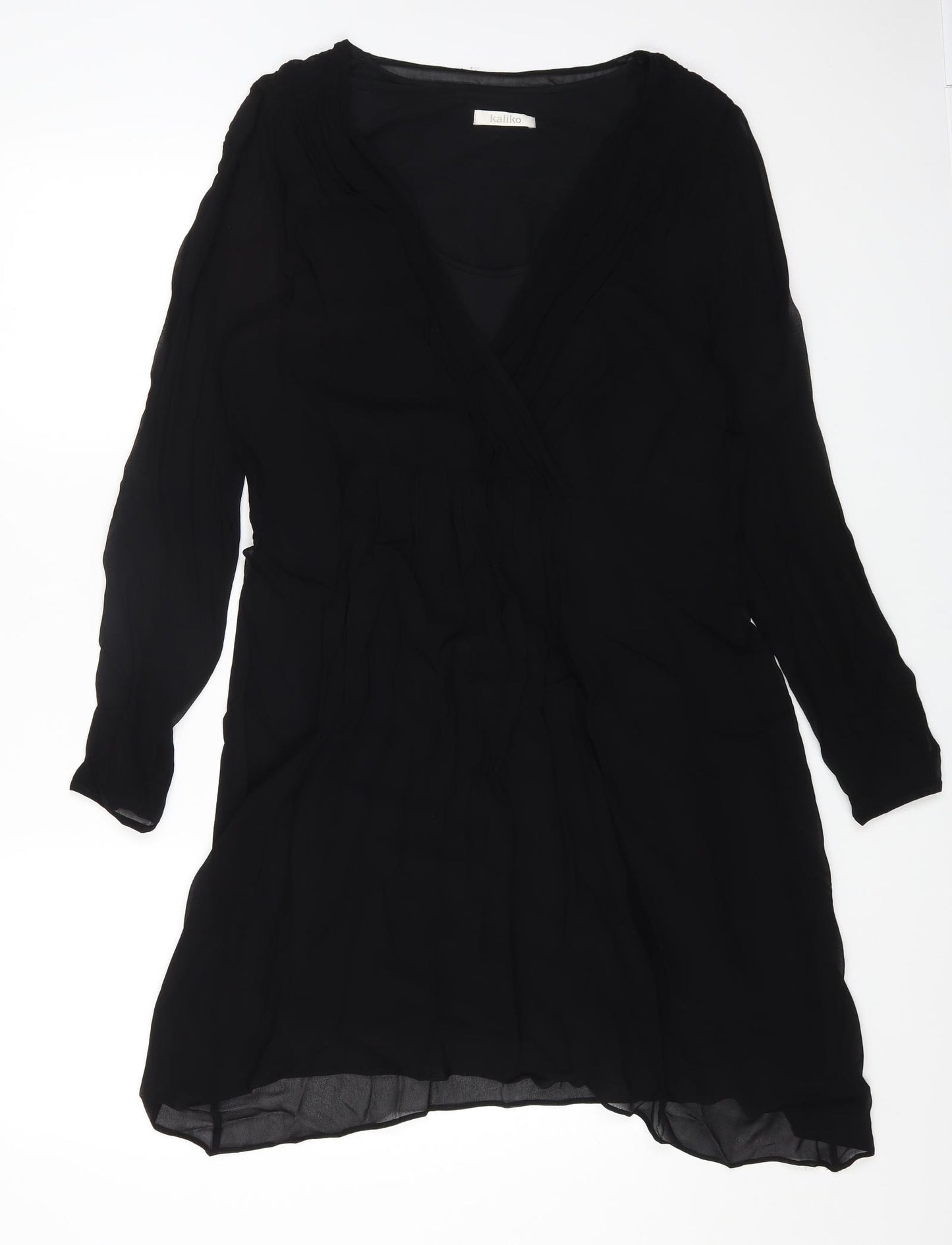 Kaliko Womens Black Viscose A-Line Size 18 Scoop Neck Pullover