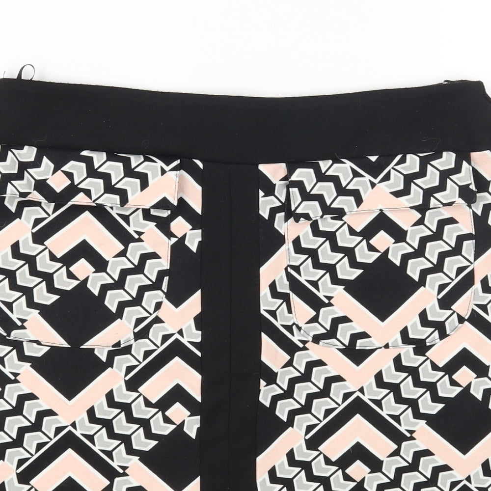 Dorothy Perkins Womens Multicoloured Geometric Polyester Mini Skirt Size 8 Zip