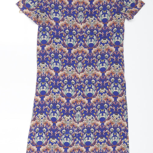 Kachel Womens Multicoloured Geometric Silk A-Line Size 6 Scoop Neck Zip