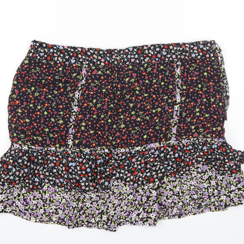Limited Collection Womens Multicoloured Floral Polyester Mini Skirt Size 8 Drawstring