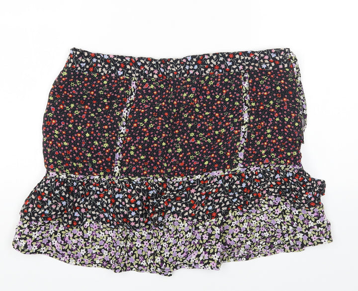 Limited Collection Womens Multicoloured Floral Polyester Mini Skirt Size 8 Drawstring