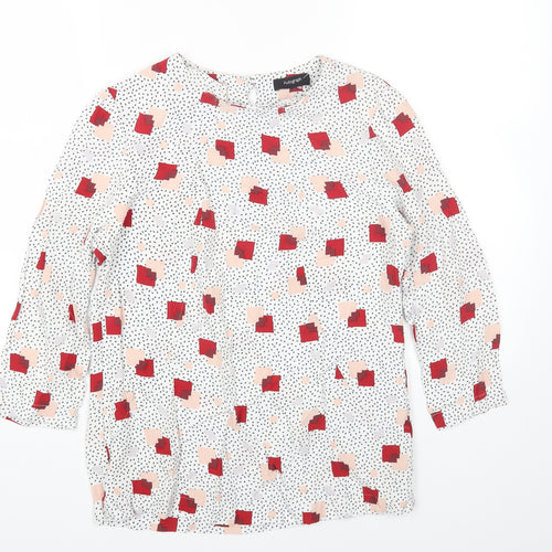 Marks and Spencer Womens Multicoloured Geometric Viscose Basic Blouse Size 8 Round Neck