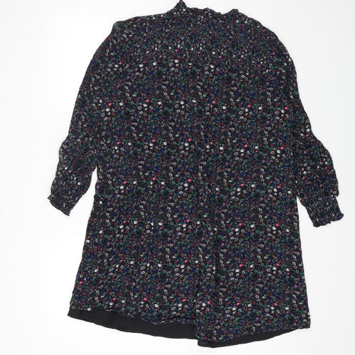Marks and Spencer Womens Multicoloured Floral Polyester A-Line Size 12 Round Neck Button