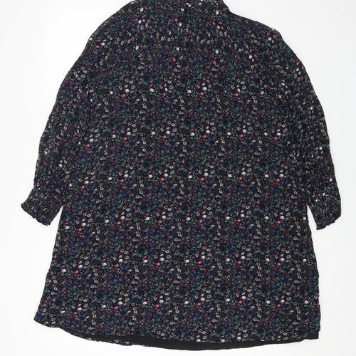 Marks and Spencer Womens Multicoloured Floral Polyester A-Line Size 12 Round Neck Button
