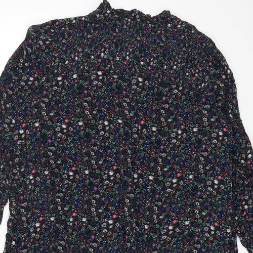 Marks and Spencer Womens Multicoloured Floral Polyester A-Line Size 12 Round Neck Button