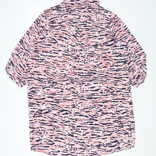 ET VOUS Womens Multicoloured Animal Print Polyester Basic T-Shirt Size 16 Collared - Tiger Print