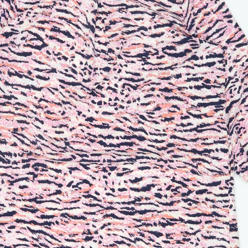 ET VOUS Womens Multicoloured Animal Print Polyester Basic T-Shirt Size 16 Collared - Tiger Print