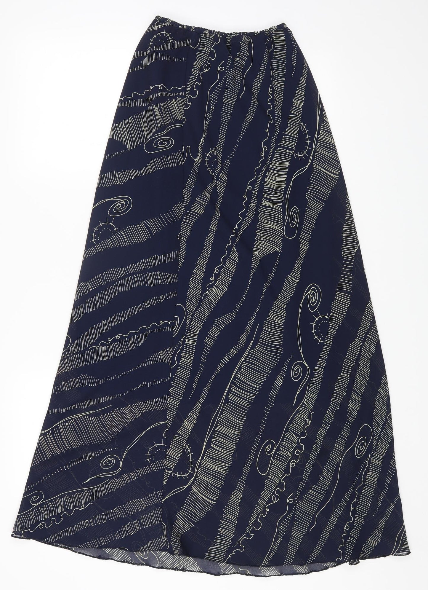 Preworn Womens Blue Geometric Polyamide Maxi Skirt Size 14