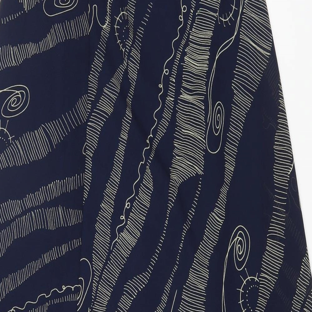 Preworn Womens Blue Geometric Polyamide Maxi Skirt Size 14