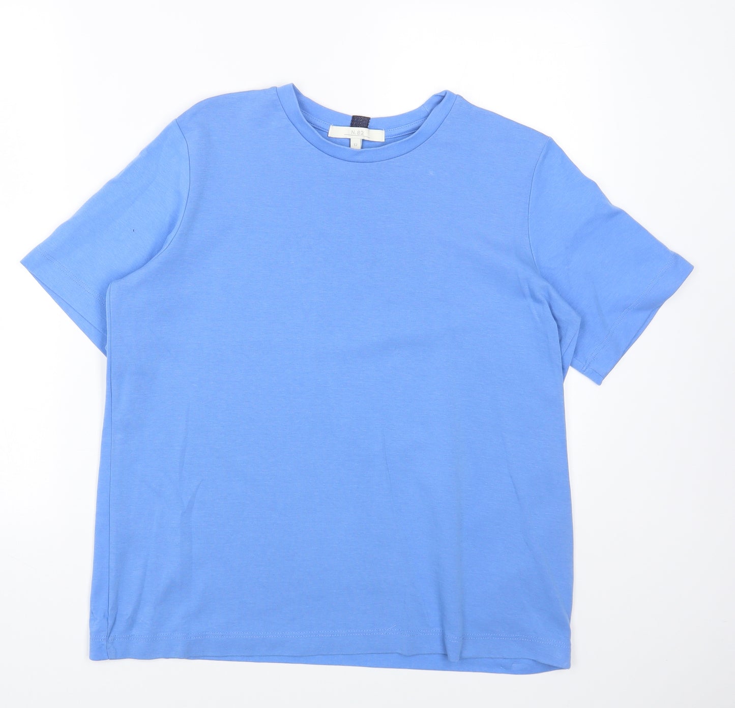 N.82 Womens Blue Cotton Basic T-Shirt Size 12 Round Neck