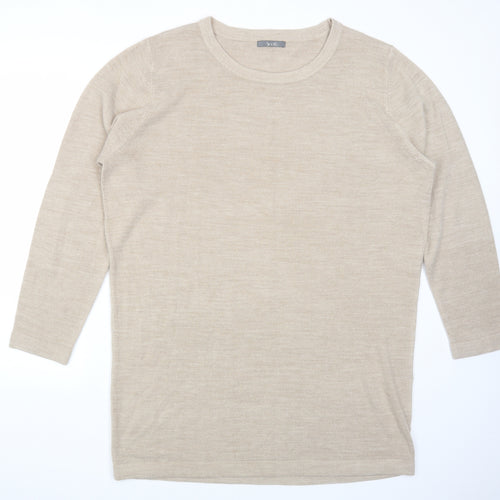 South Womens Beige Round Neck Acrylic Pullover Jumper Size 22