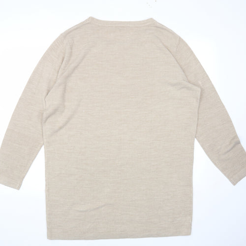 South Womens Beige Round Neck Acrylic Pullover Jumper Size 22