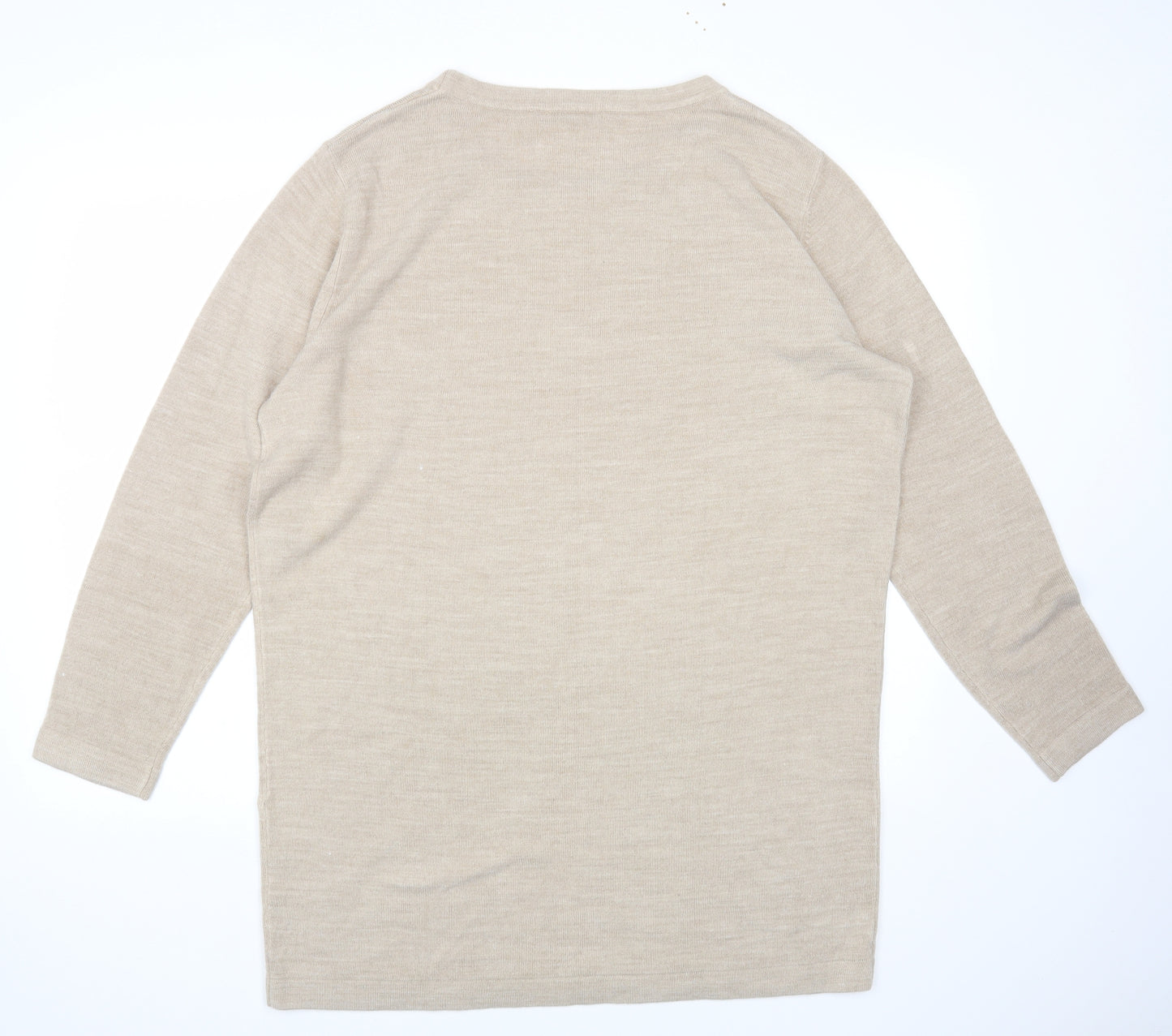 South Womens Beige Round Neck Acrylic Pullover Jumper Size 22