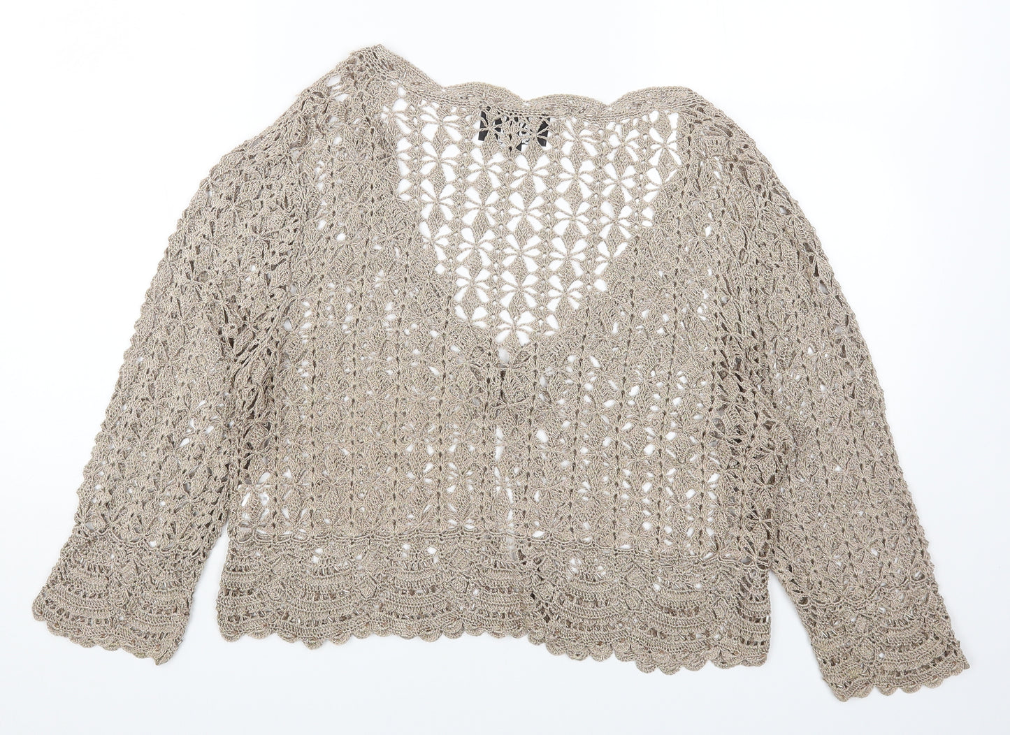 Casamia Womens Gold Scoop Neck Viscose Cardigan Jumper Size S