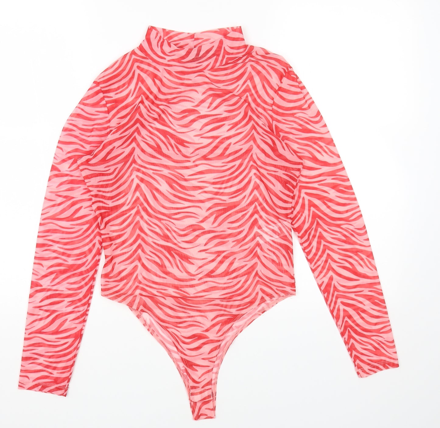 Primark Womens Multicoloured Animal Print Polyester Bodysuit One-Piece Size S Snap