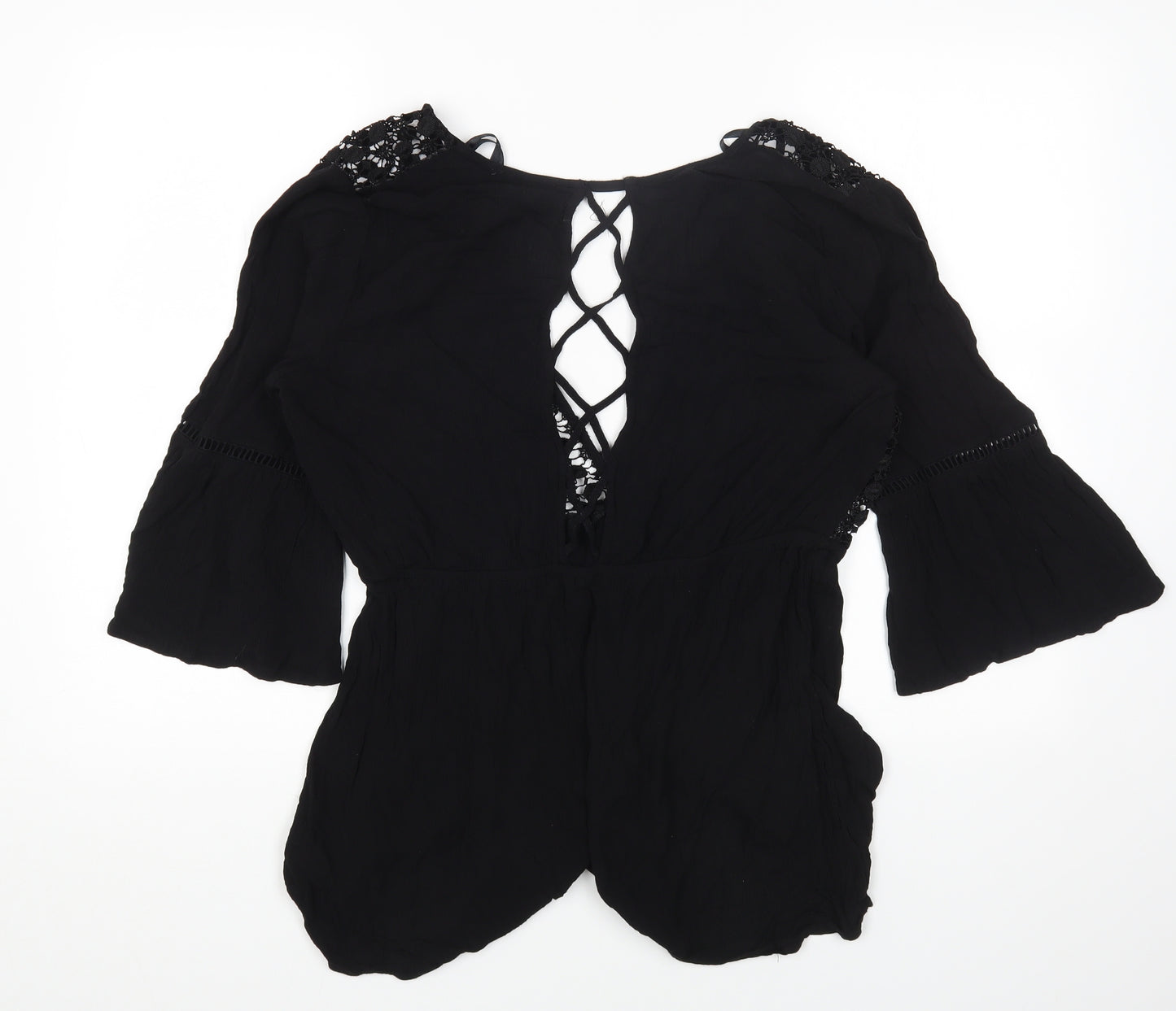 Primark Womens Black Polyester Playsuit One-Piece Size 12 Pullover