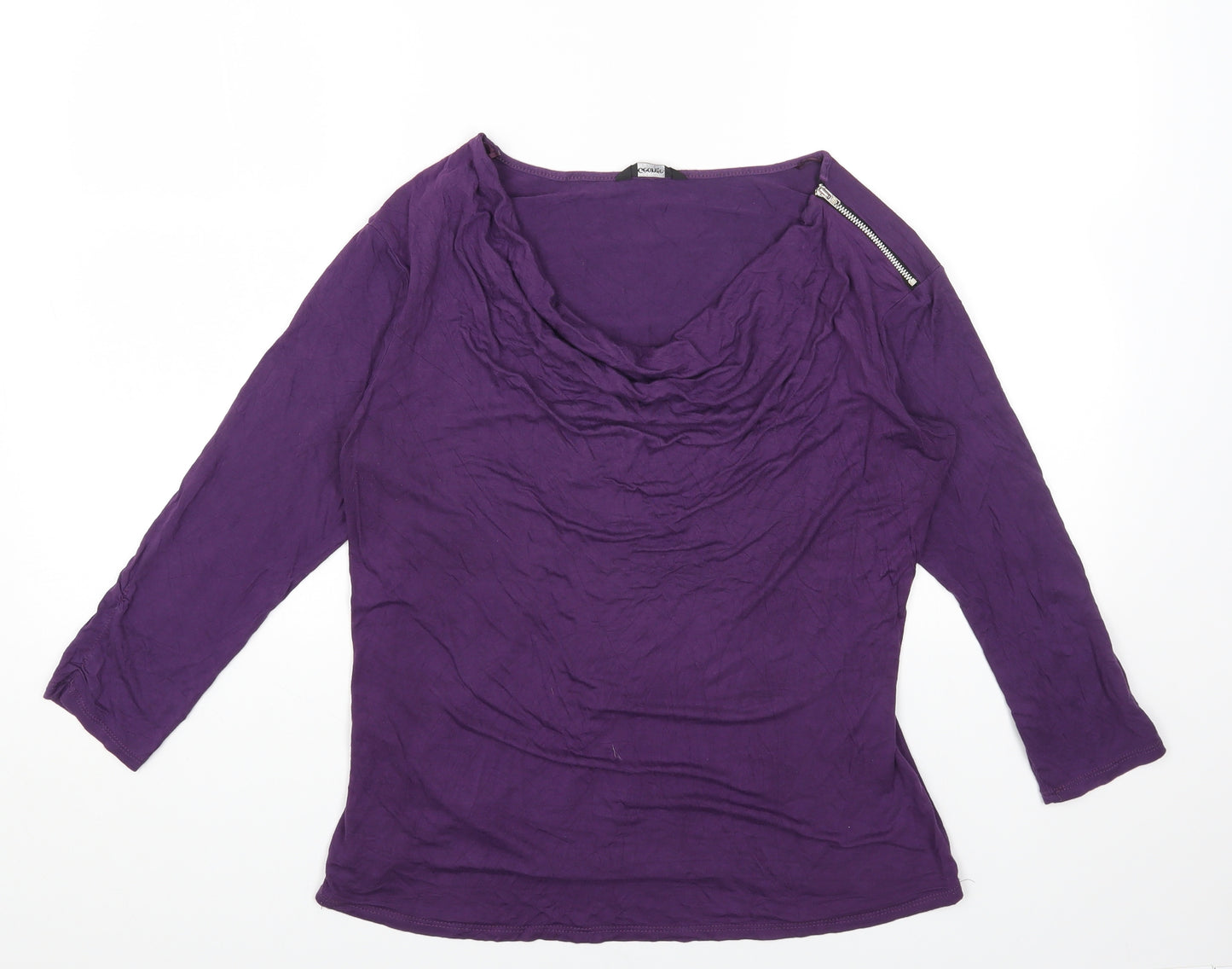 George Womens Purple Viscose Basic T-Shirt Size 16 Cowl Neck