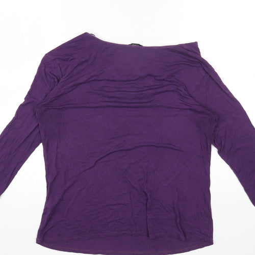 George Womens Purple Viscose Basic T-Shirt Size 16 Cowl Neck