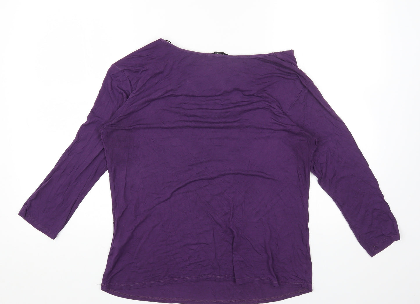 George Womens Purple Viscose Basic T-Shirt Size 16 Cowl Neck