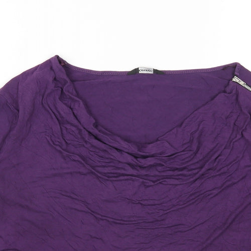 George Womens Purple Viscose Basic T-Shirt Size 16 Cowl Neck