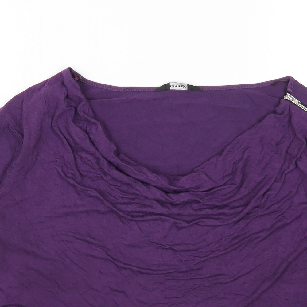 George Womens Purple Viscose Basic T-Shirt Size 16 Cowl Neck