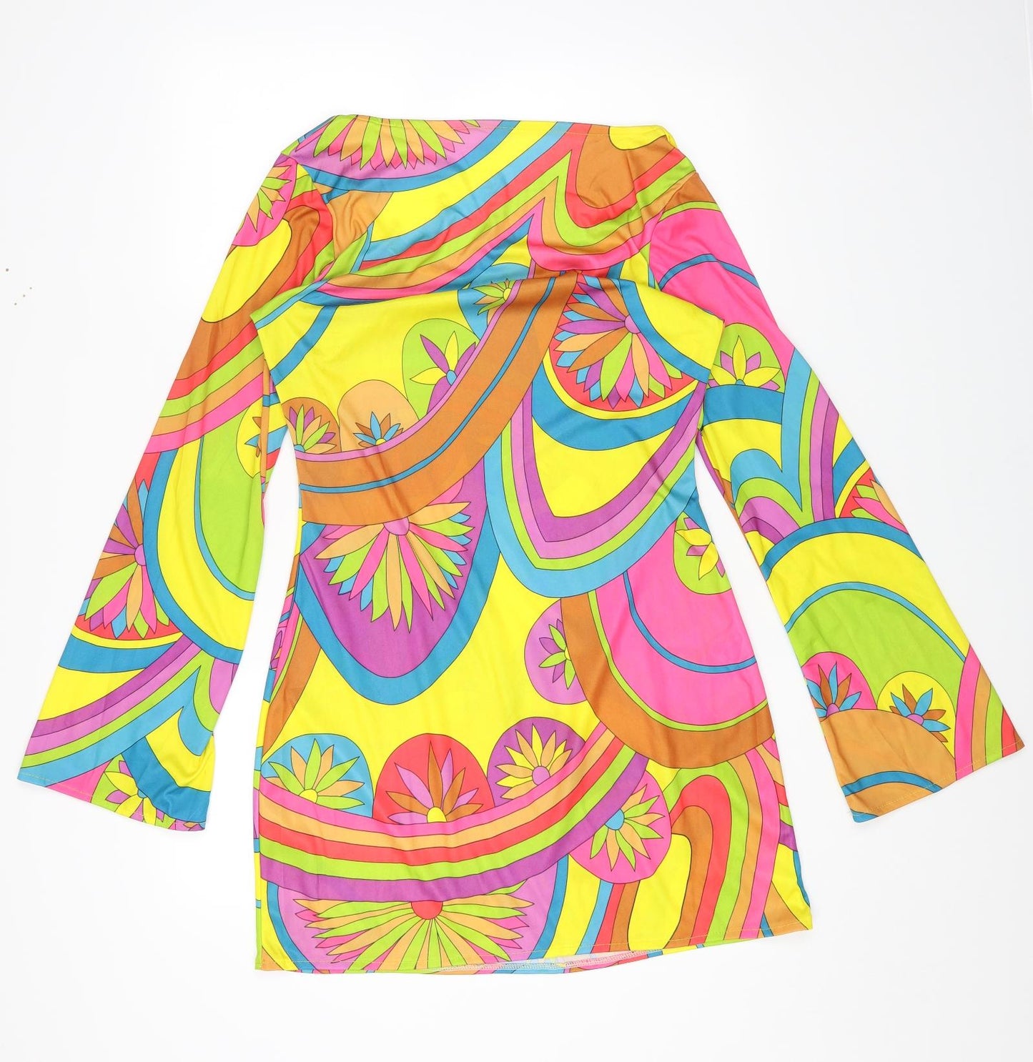 Fever Womens Multicoloured Geometric Polyester A-Line Size M Round Neck Pullover