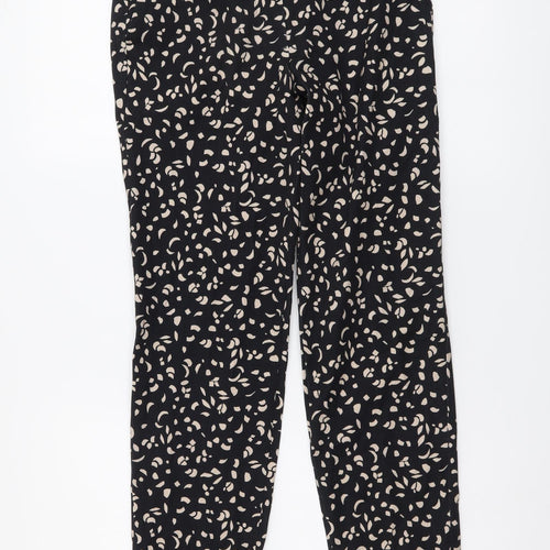 Marks and Spencer Womens Black Geometric Viscose Chino Trousers Size 6 L26 in Regular Button