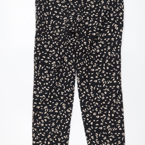 Marks and Spencer Womens Black Geometric Viscose Chino Trousers Size 6 L26 in Regular Button