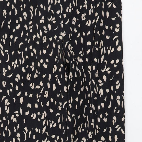 Marks and Spencer Womens Black Geometric Viscose Chino Trousers Size 6 L26 in Regular Button