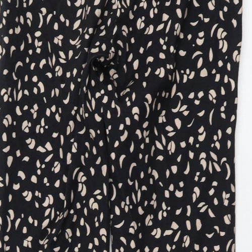 Marks and Spencer Womens Black Geometric Viscose Chino Trousers Size 6 L26 in Regular Button