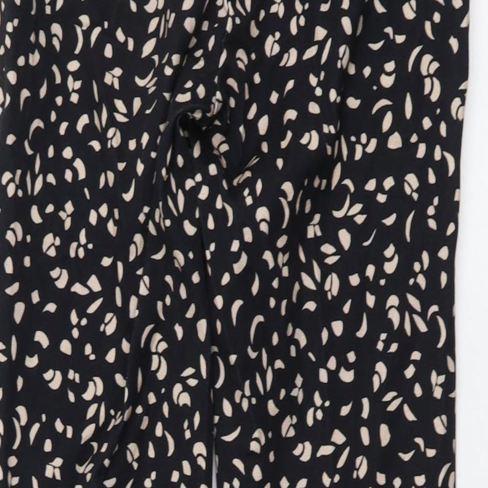 Marks and Spencer Womens Black Geometric Viscose Chino Trousers Size 6 L26 in Regular Button