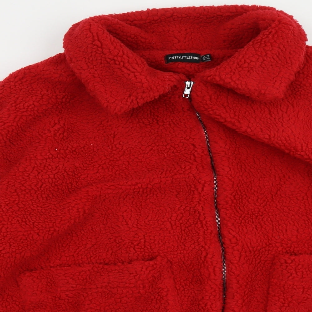 PRETTYLITTLETHING Womens Red Jacket Size 10 Zip