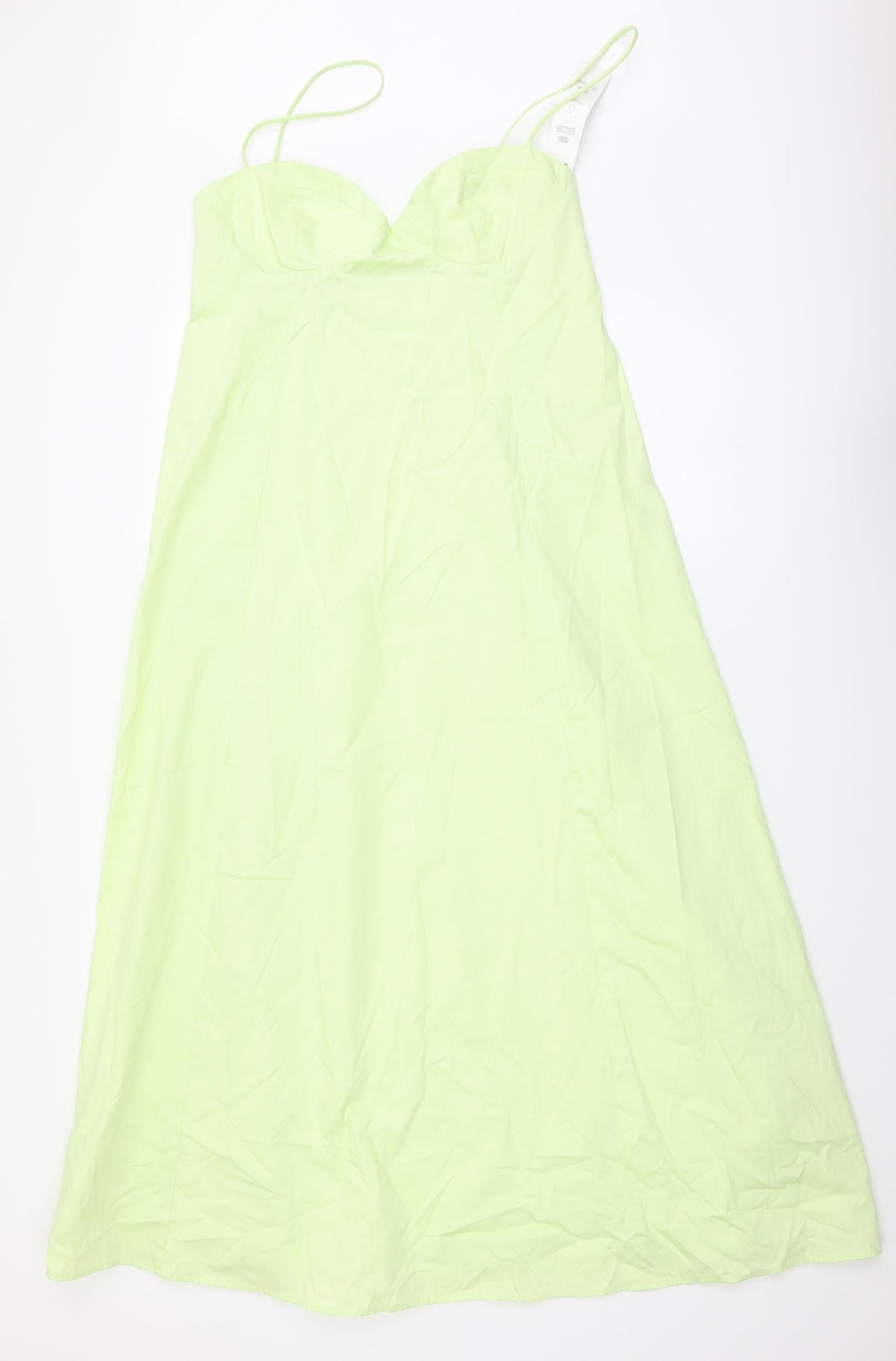 Zara Womens Green Cotton A-Line Size L Sweetheart Zip