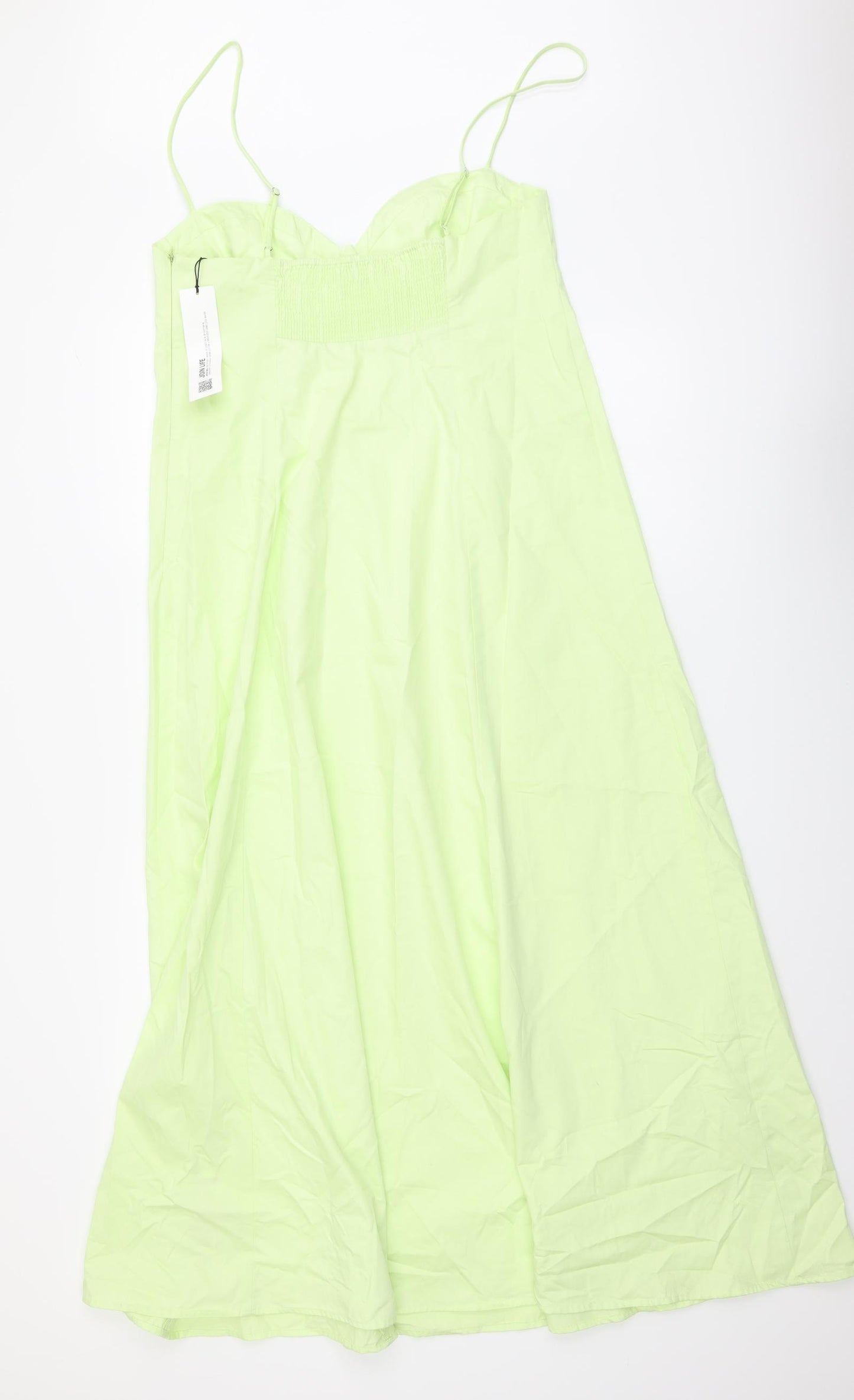 Zara Womens Green Cotton A-Line Size L Sweetheart Zip