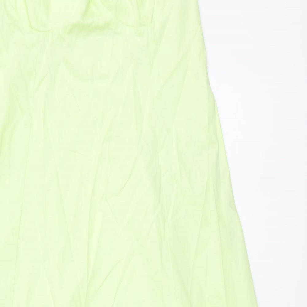 Zara Womens Green Cotton A-Line Size L Sweetheart Zip