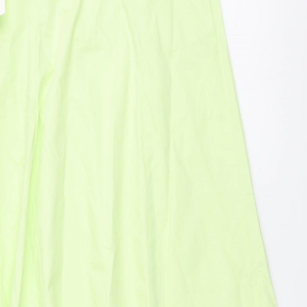 Zara Womens Green Cotton A-Line Size L Sweetheart Zip