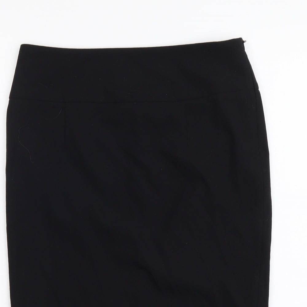 Zara Womens Black Polyester Straight & Pencil Skirt Size S Zip