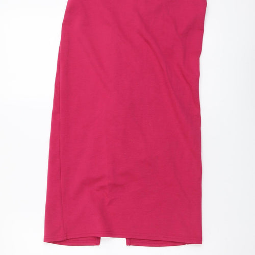 River Island Womens Pink Polyester A-Line Skirt Size 8 Zip