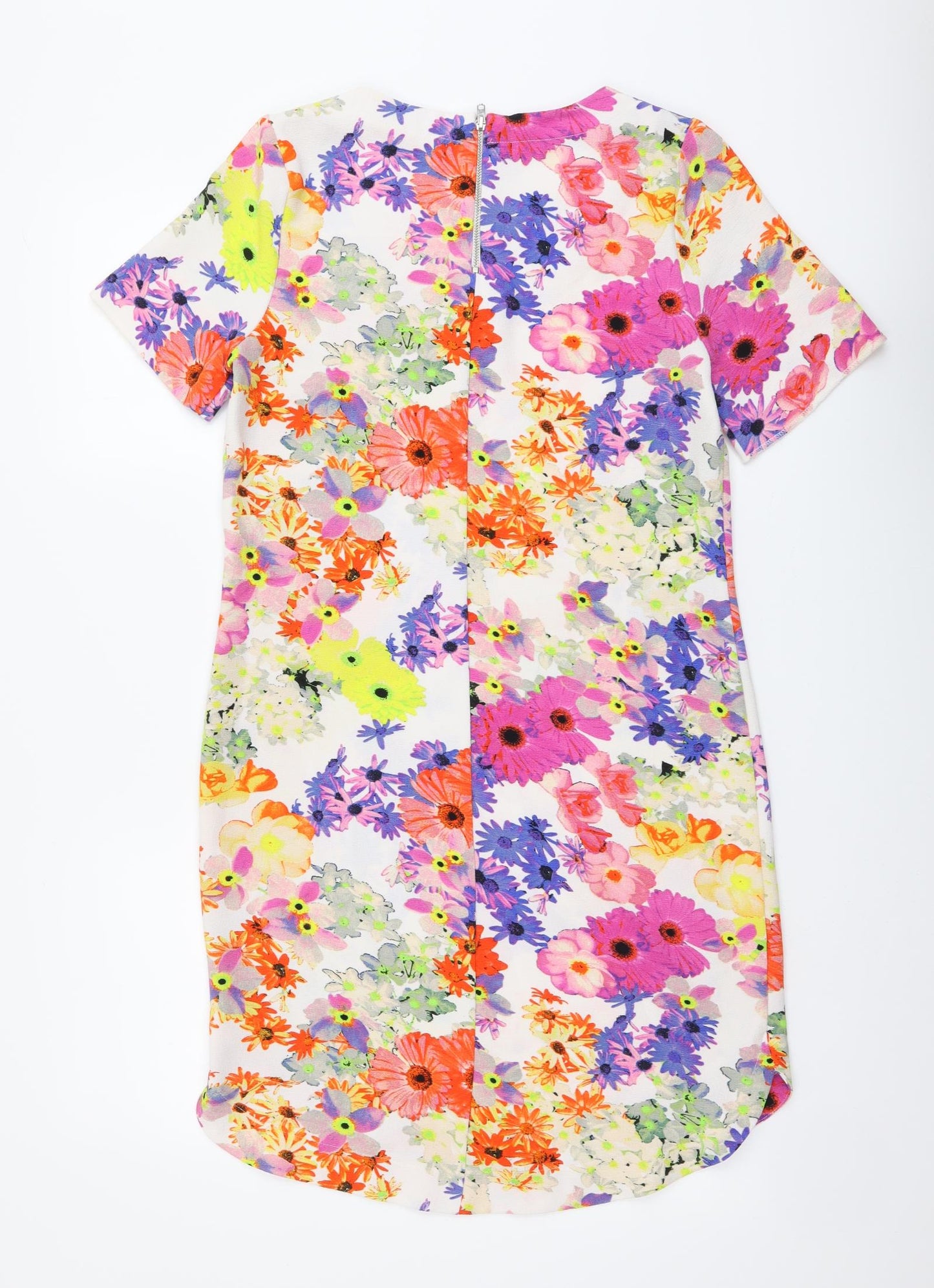 F&F Womens Multicoloured Floral Polyester A-Line Size 6 Round Neck Zip