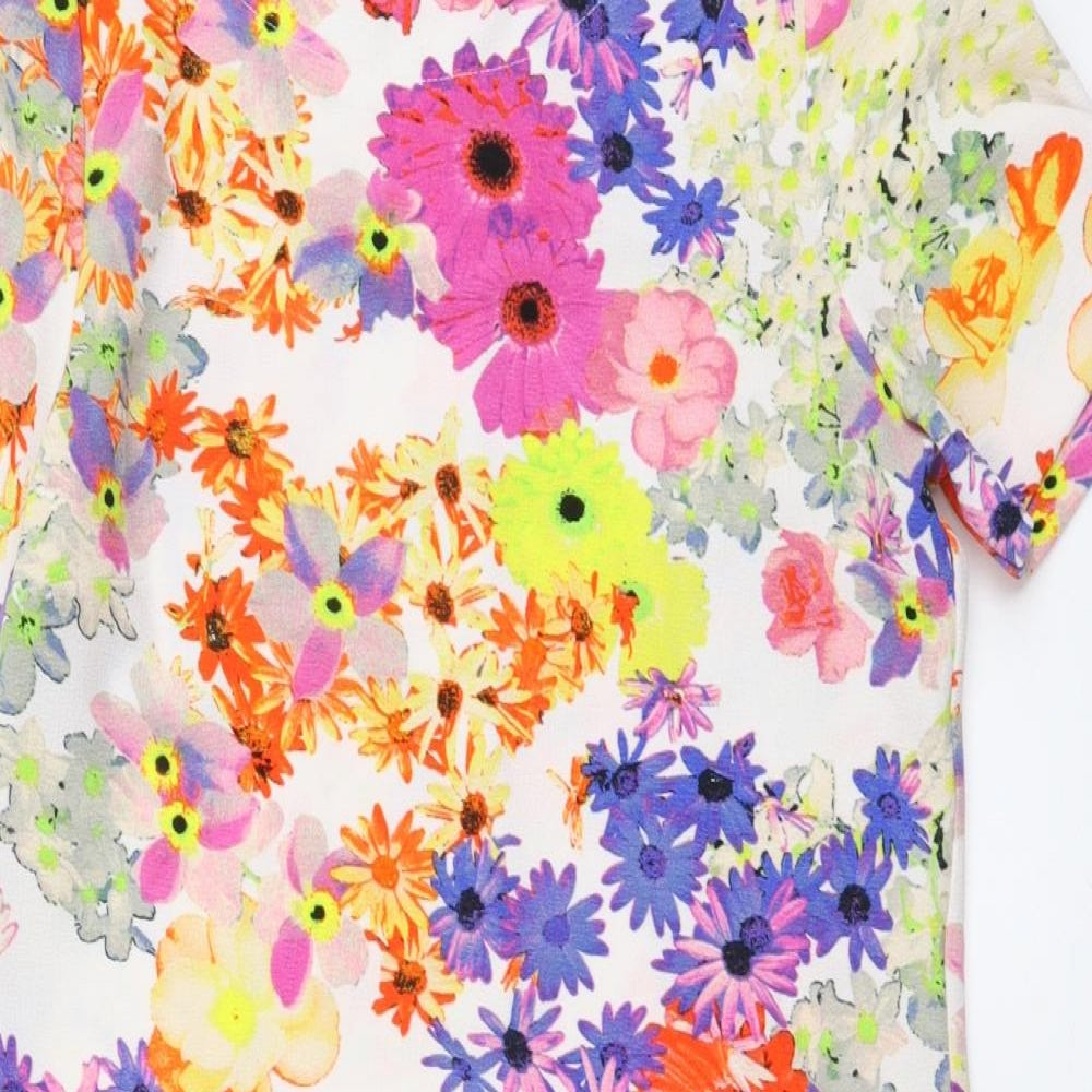 F&F Womens Multicoloured Floral Polyester A-Line Size 6 Round Neck Zip
