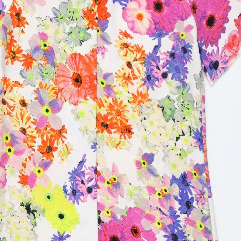 F&F Womens Multicoloured Floral Polyester A-Line Size 6 Round Neck Zip