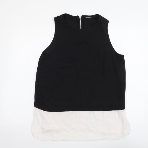 Roman Womens Black Polyester Basic T-Shirt Size 14 Mock Neck