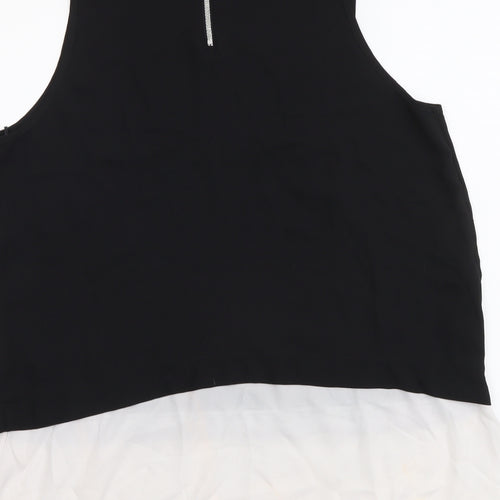 Roman Womens Black Polyester Basic T-Shirt Size 14 Mock Neck