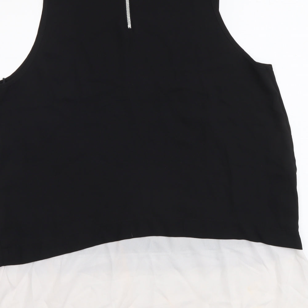 Roman Womens Black Polyester Basic T-Shirt Size 14 Mock Neck