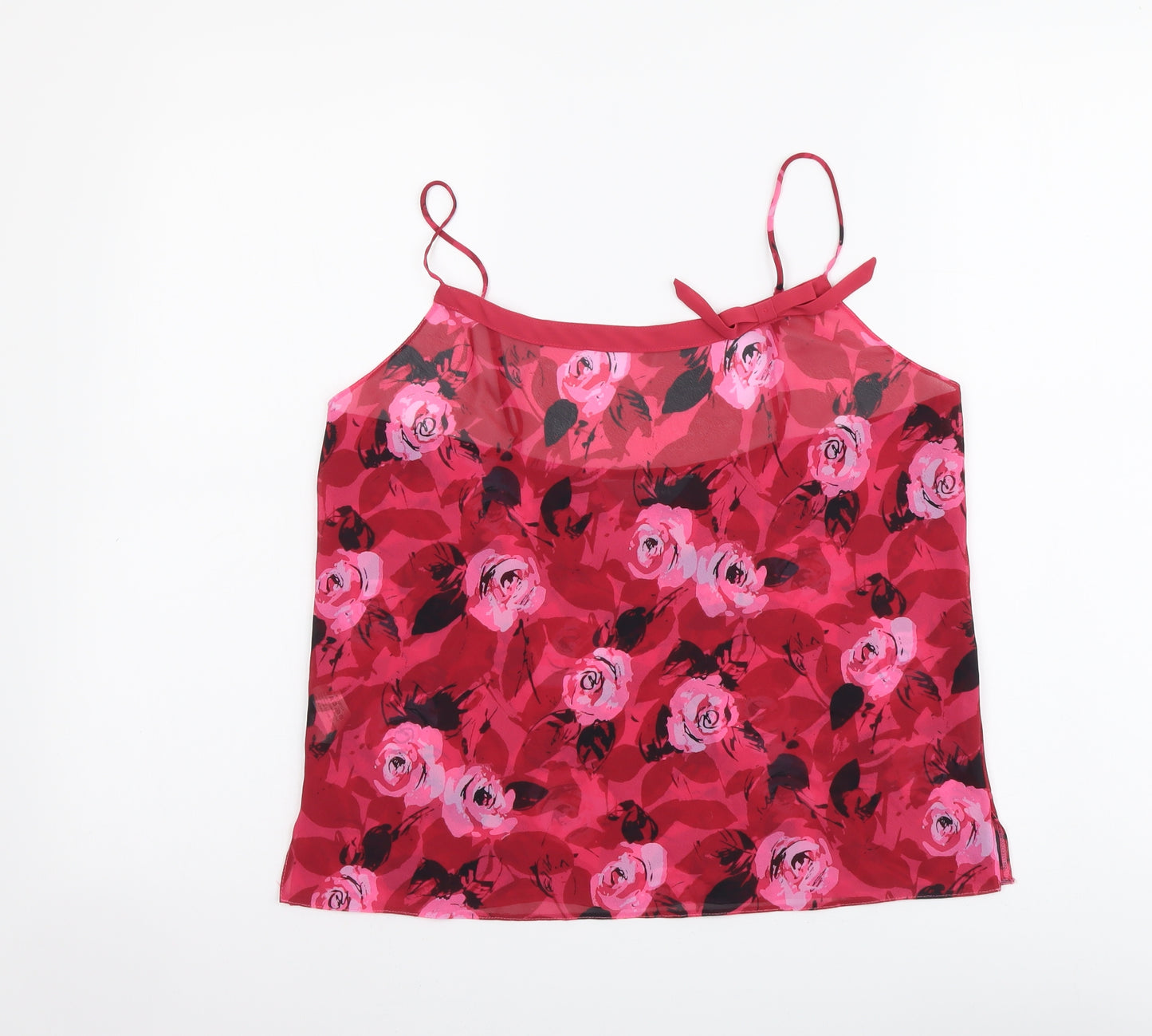 Debenhams Womens Pink Floral Polyester Camisole Tank Size 14 Round Neck